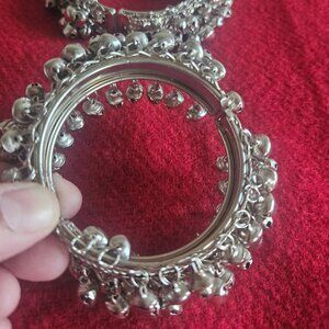 Bellydancing silver with bells jingling bracelet antique style